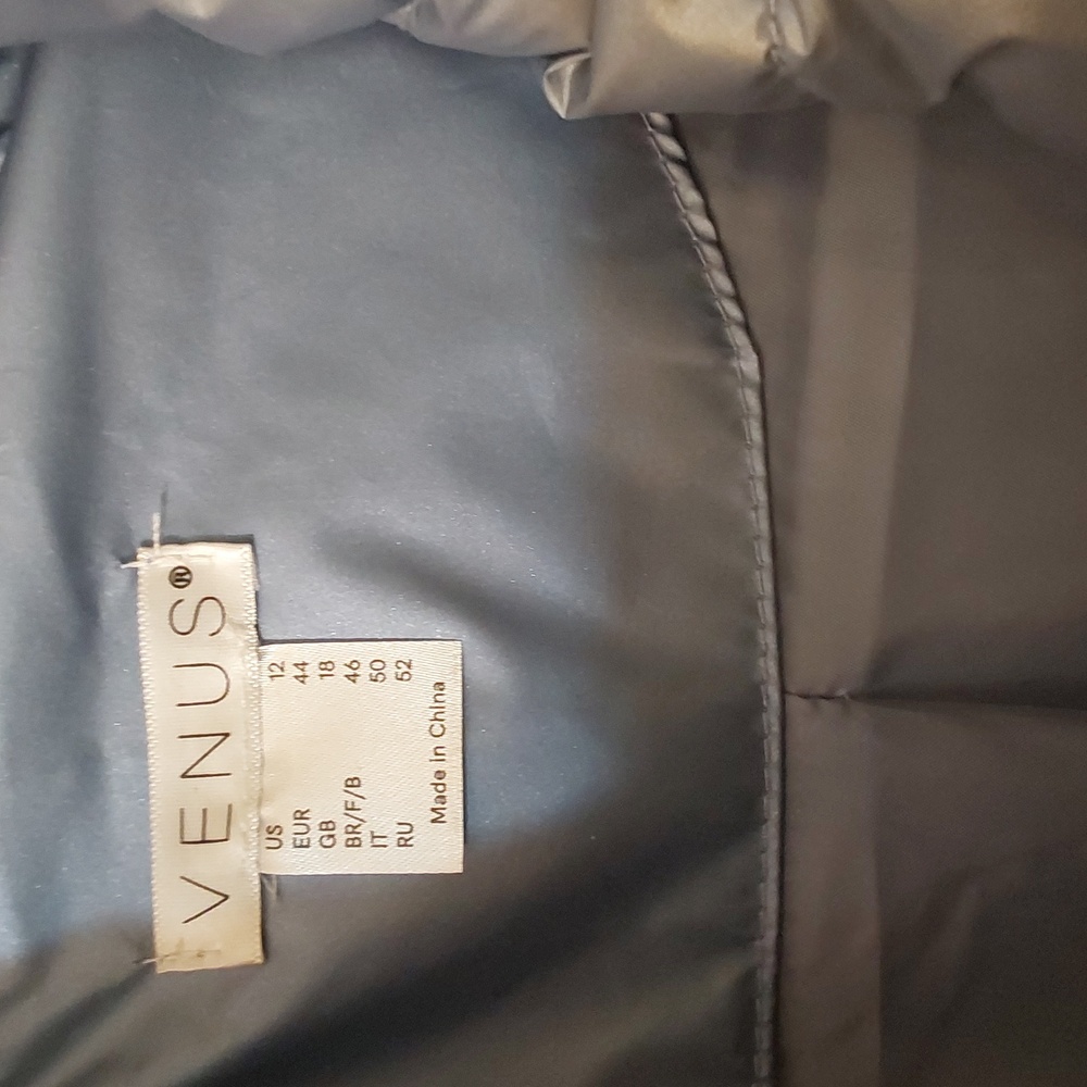 Venus long Metallic Puffer Coat Slate blue/grey - Picture 2 of 8